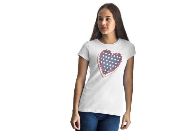 Printed Heart with Cute Designs(BG purple ,Red) -White- Printed T-Shirts for valentine - Image 4