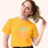 Yoga Se Hoga! Yellow Round Neck Cotton Half Sleeved Women T-Shirt with Printed Graphics