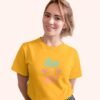 Yoga Se Hoga! Yellow Round Neck Cotton Half Sleeved Women T-Shirt with Printed Graphics - Image 3